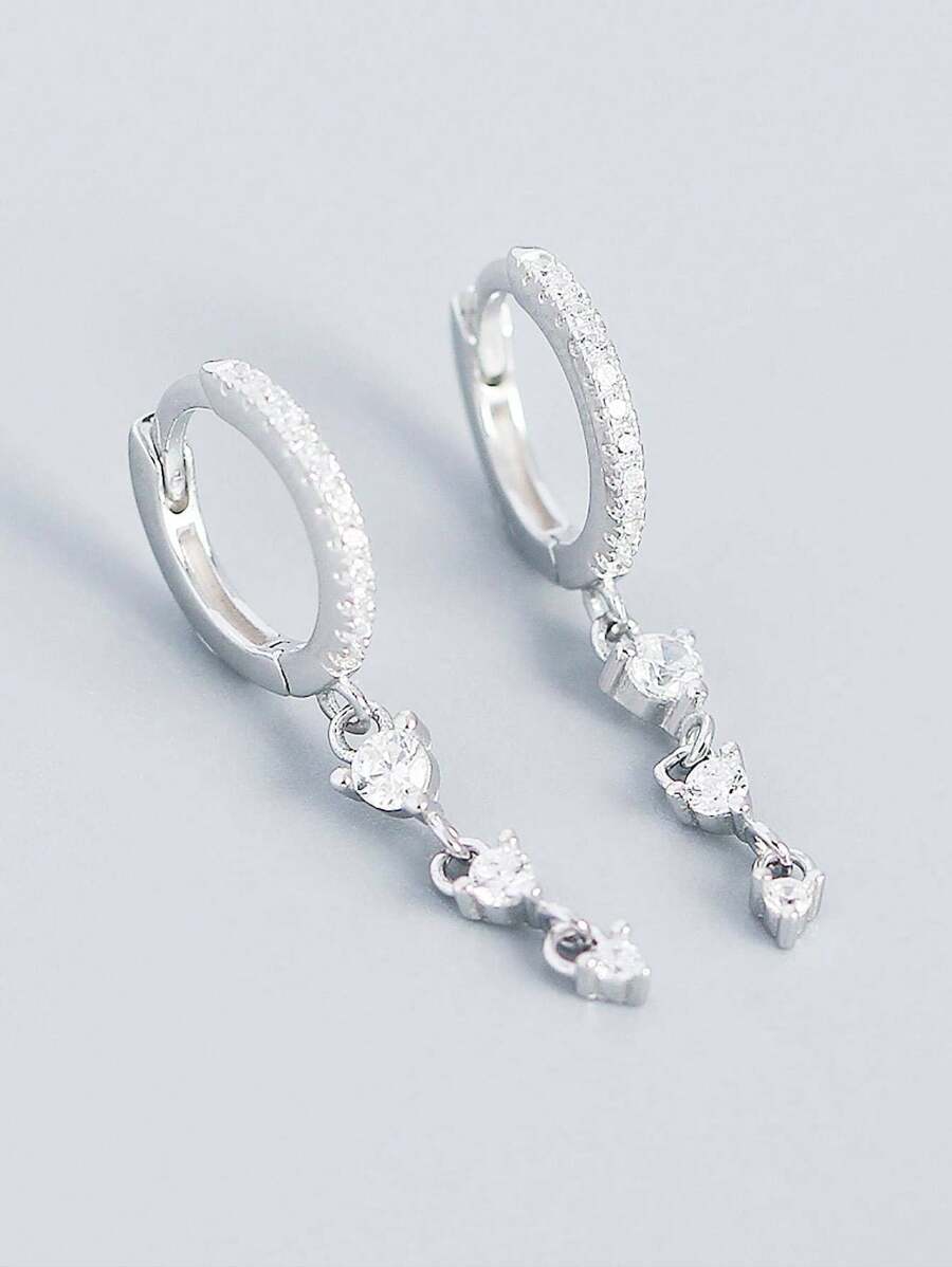 ジュエリー レディース イヤーアクセサリー キュービックジルコニア装飾 スターリングシルバー ドロップイヤリング 結婚式、エンゲー拍卖