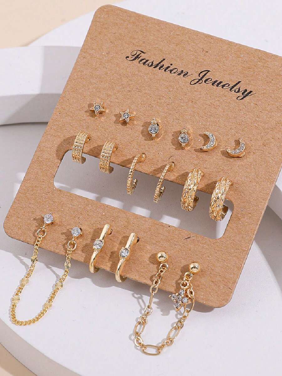 ジュエリー レディース イヤーアクセサリー セット 9ペア クリスタルインレイ レディース クリエイティブ フレンチ レトロ ゴー拍卖