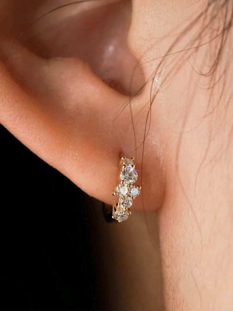 ジュエリー レディース イヤーアクセサリー 女性用ファッション上品ジルコニア小さなピアス、スターリングシルバー925 ゴールド、フ拍卖