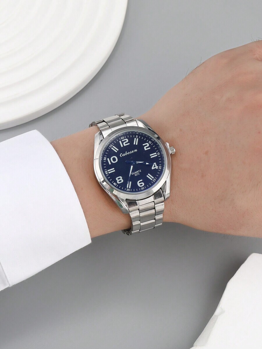 腕時計 メンズ クォーツ シンプルなメンズスチールバンド腕時計、色褪せない腕時計、クォーツムーブメントビジネスカジュアルラージダイ拍卖