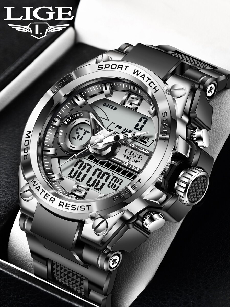 腕時計 メンズ デジタル 1個 ブラック シリコーン ストラップ カジュアル 日付 カレンダー 24時間 ラウンド ダイヤルデジタ拍卖