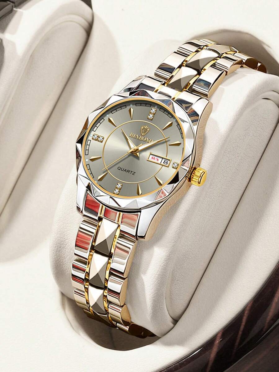 腕時計 レディース クォーツ ラグジュアリー ゴールド クォーツ レディース腕時計 ファッション 防水 夜光 ステンレススチール拍卖