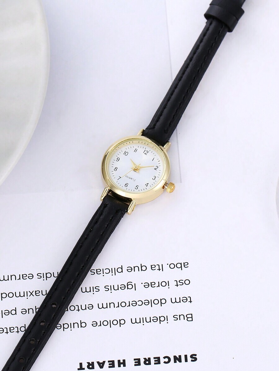 腕時計 レディース クォーツ 1個 レディースファッショナブル ミニマリストPUレザーストラップクォーツウォッチ、デジタルスケール拍卖