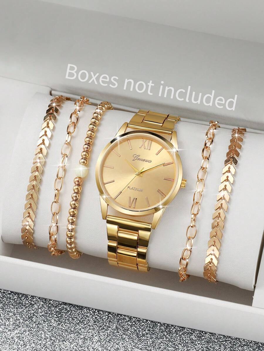 腕時計 レディース セット 女性用 6個セット ステンレススチールベルト クォーツ腕時計 + ブレスレット セット、学生の方へのプ拍卖