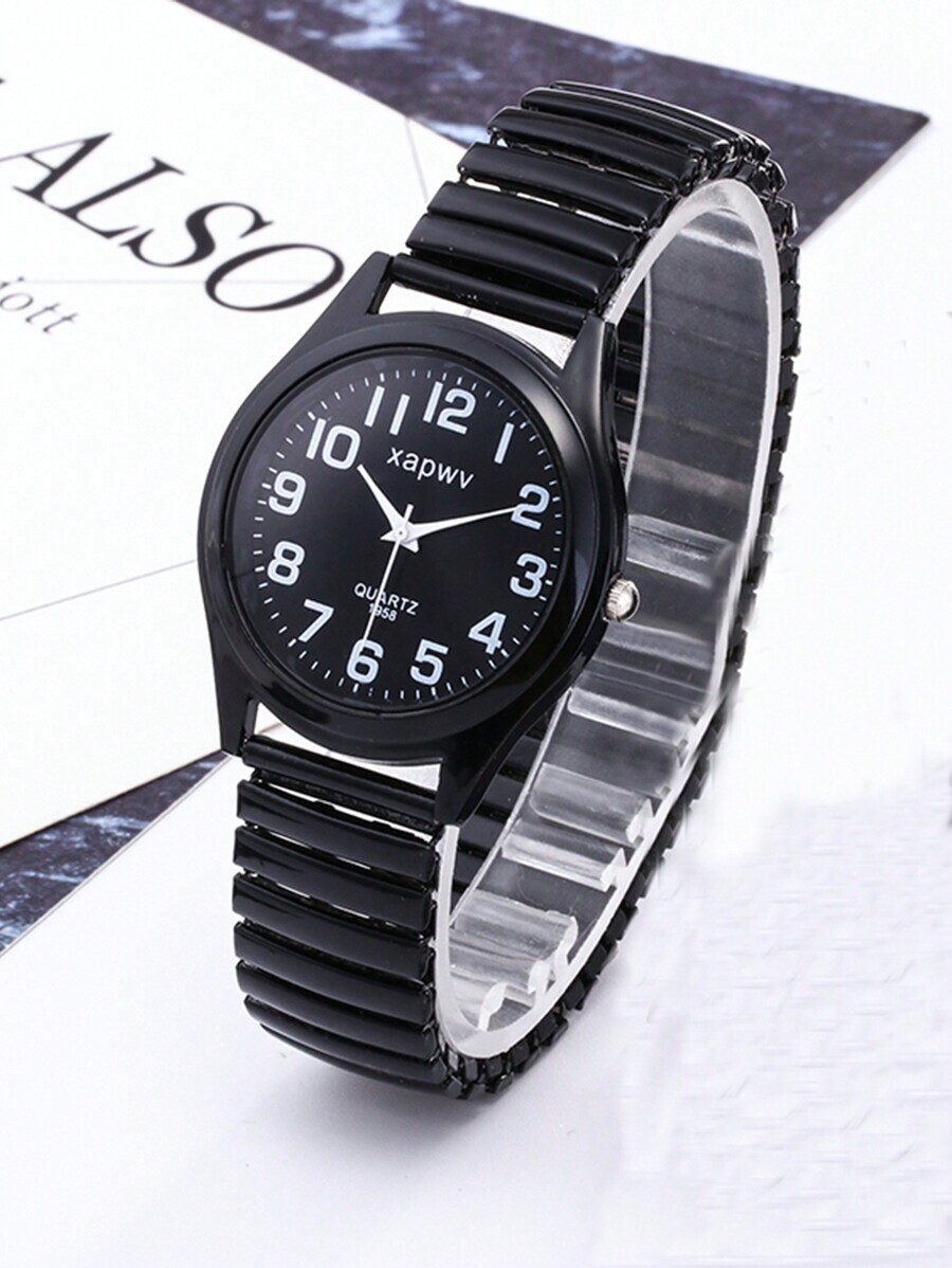 腕時計 レディース クォーツ 1個 女性用カジュアルファッション クォーツ時計、中学生向け高級感のあるスタイル、伸縮バンド、レトロ拍卖