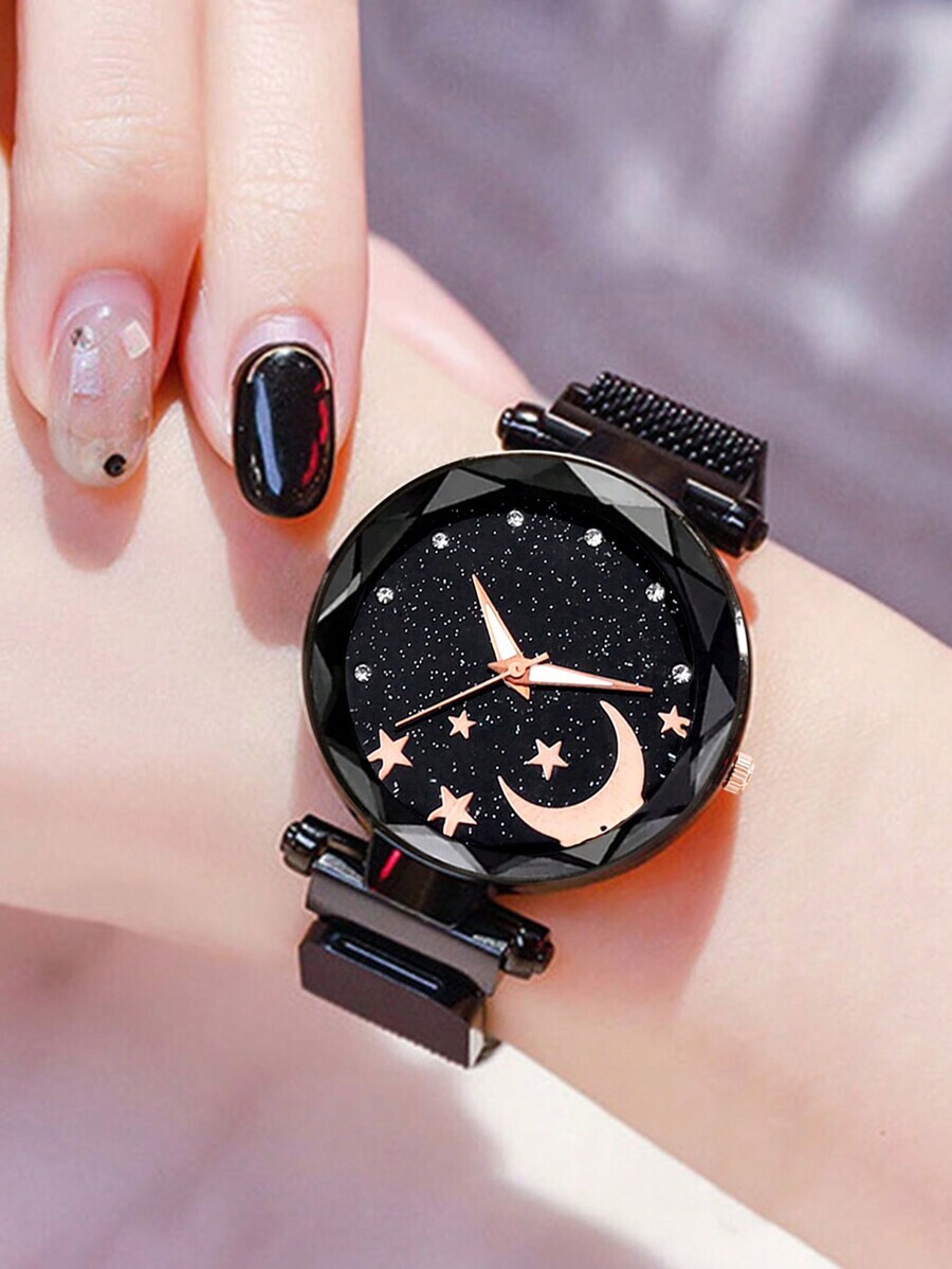 腕時計 レディース クォーツ 1個 ファッショナブルで多目的な女性用クォーツ腕時計、個性的なダイヤモンドカットの丸型ダイヤル、マグ拍卖