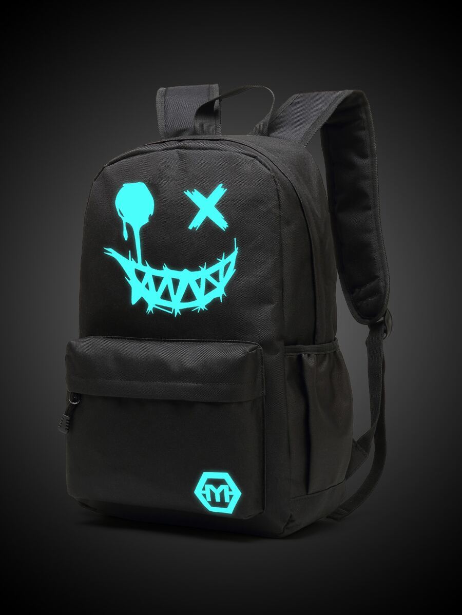 バッグ メンズ バックパック 蓄光プリント入り軽量ミニマリストリュック/ショルダーバッグ、防水素材大容量調整可能ストラップ、カジュ拍卖