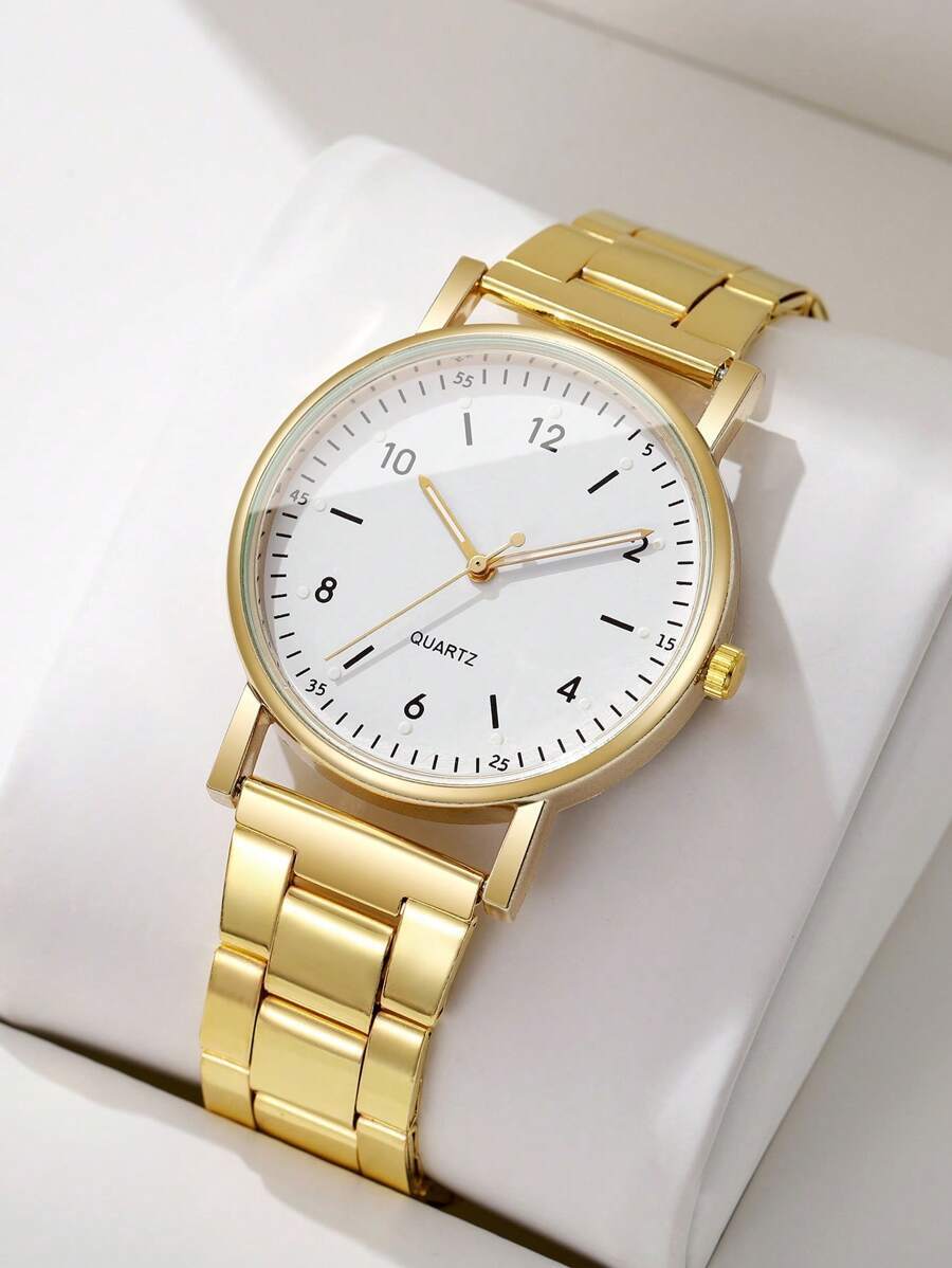 腕時計 レディース クォーツ 1個 レディースファッション シンプル 数字文字盤 エレガントクォーツ腕時計、鋼製バンド、時計箱なし拍卖
