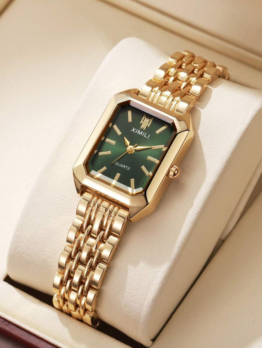 腕時計 レディース クォーツ 1個 女性用洗練されたスチールバンド スクエアダイヤル シック高級クォーツ腕時計、時計箱は含まれませ拍卖