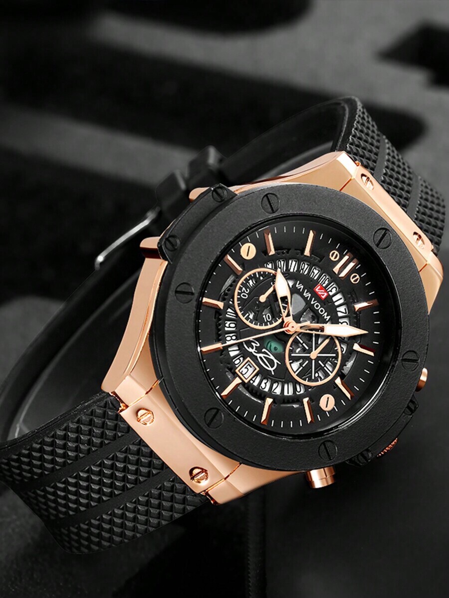 腕時計 メンズ クォーツ スポーツ メンズ 時計 付き スタイリッシュ 防水 カレンダー , シリコン ストラップ , ホロアウト拍卖