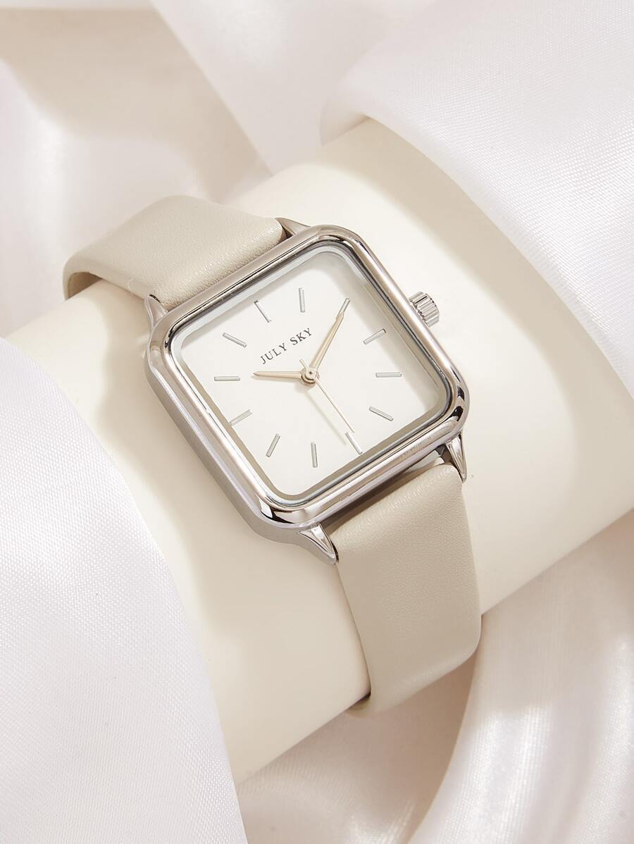 腕時計 レディース クォーツ 1個 レディースシンプル シルバー クォーツ PU レザー 腕時計、ホリデーギフト、入学祝いに適して拍卖