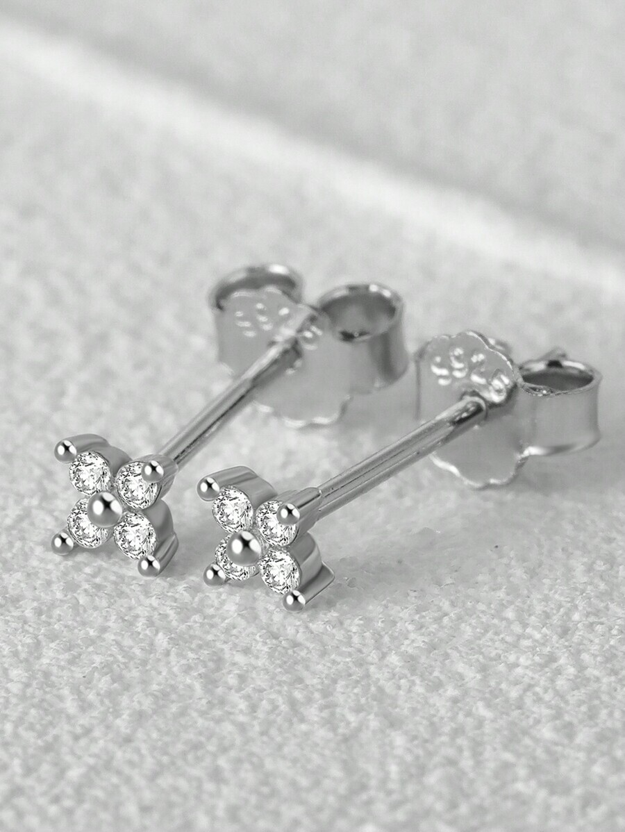 ジュエリー レディース イヤーアクセサリー 女性用 1組 フラワークリスタル 925スターリングシルバー ジルコニア スタッドピア拍卖