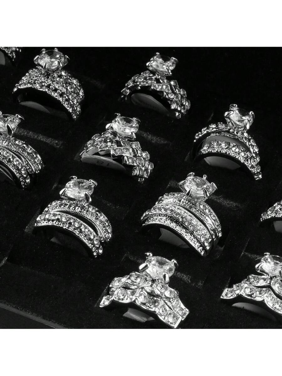 リング レディース セット 卸売ジュエリー オーストリア製キュービックジルコニア ラインストーン 婚約指輪 ウェディングリング 1拍卖