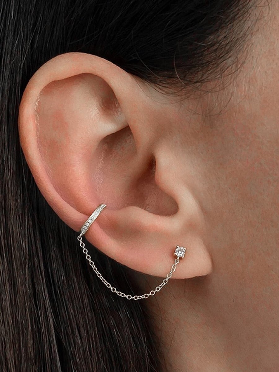 ジュエリー レディース イヤーアクセサリー キュービックジルコニアデコレーションシルバーイヤリング ホリデー用 1個拍卖