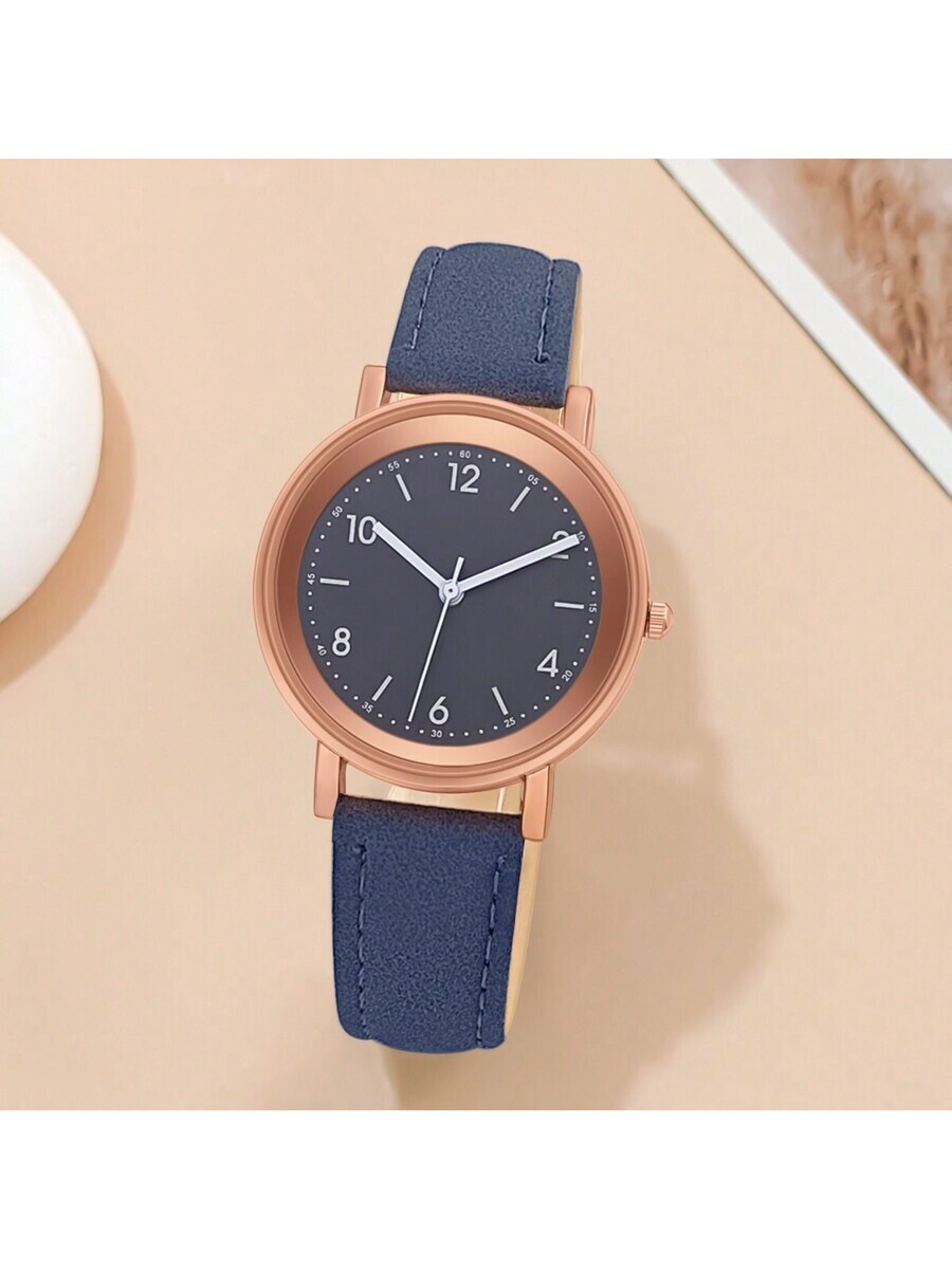 腕時計 レディース クォーツ 1個 レディースファッショナブル クォーツ腕時計、PU レザーバンド、丸型文字盤、日常着用拍卖