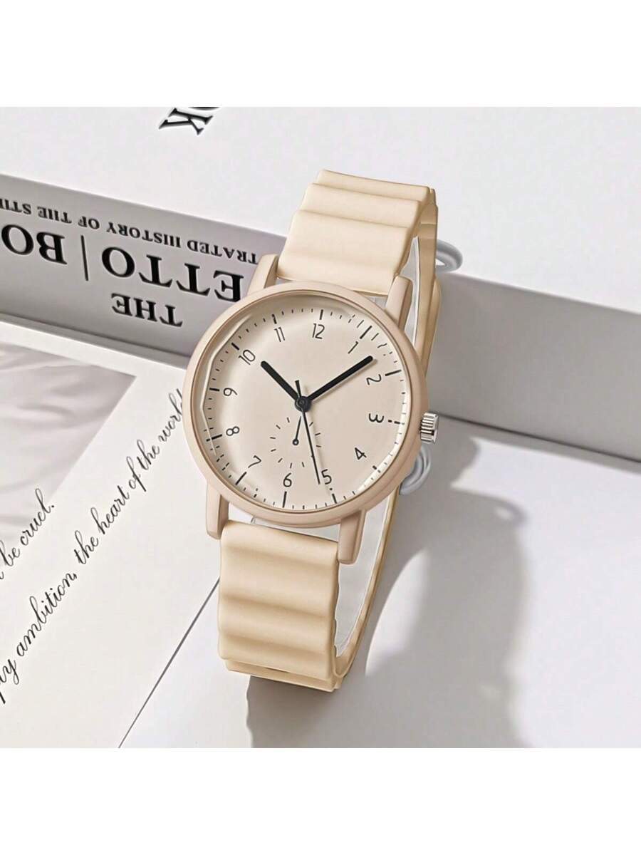 腕時計 レディース クォーツ 1個 レディース クォーツ腕時計 カーキシリコンストラップ、ファッショナブルなカジュアル ミニマリス拍卖