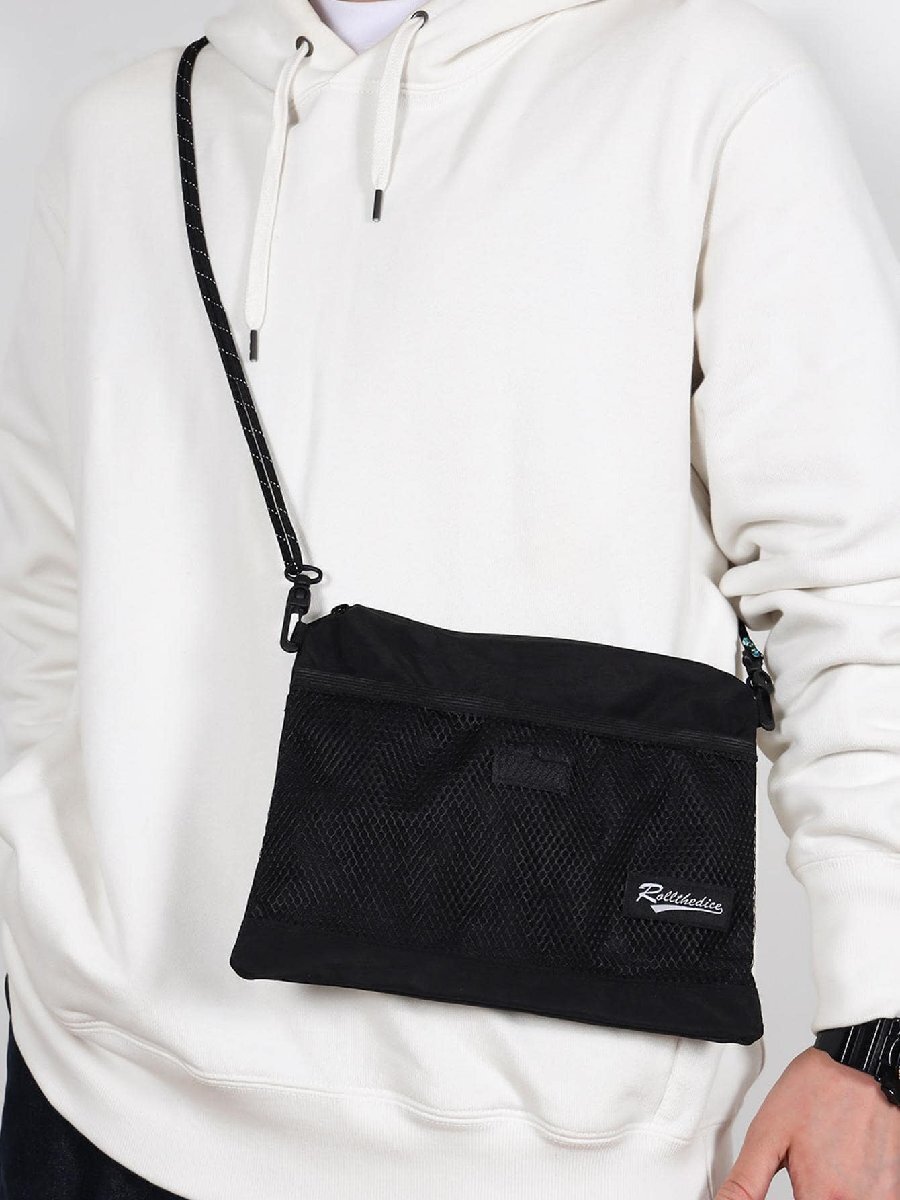 バッグ メンズ ショルダーパック 文字パッチデザイン ジップ装飾 バッグ、ハンドバッグ スクールバッグ スリングバッグ スポーツバ拍卖