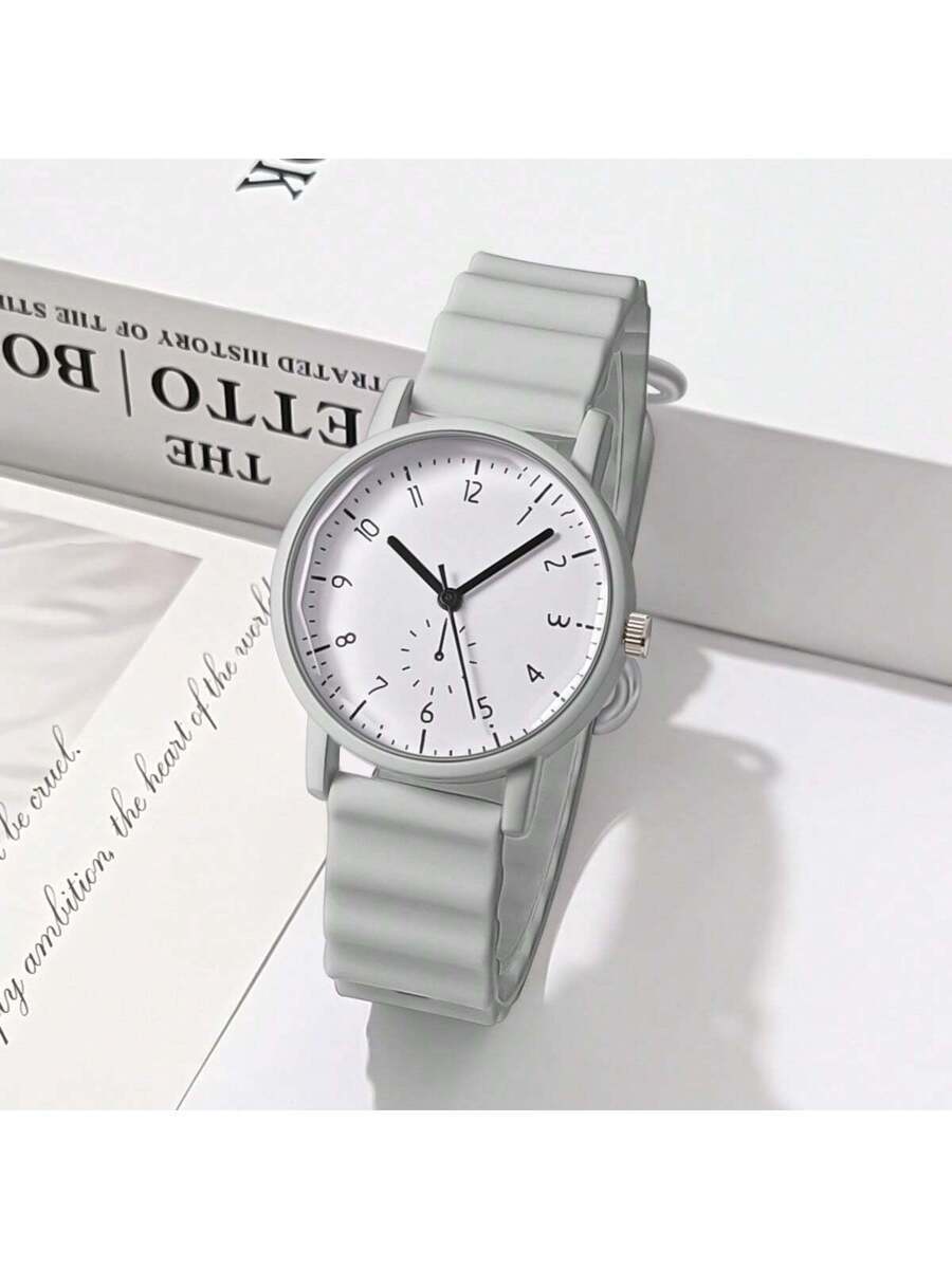 腕時計 レディース クォーツ 1個 女性用クォーツ腕時計、グレーシリコン波型バンド、ファッショナブルなカジュアル ミニマリスト可愛拍卖