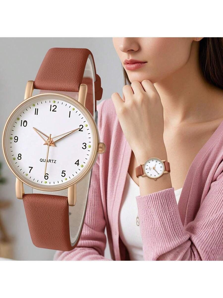 腕時計 レディース クォーツ 1個 レディースファッションカジュアルミニマリストレザー クォーツ腕時計、彼女への贈り物拍卖