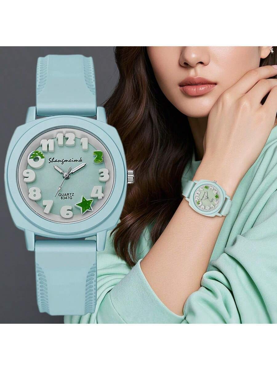 腕時計 レディース クォーツ レディースファッション シンプルかわいいカジュアルシリコンストラップクォーツ腕時計 1個拍卖