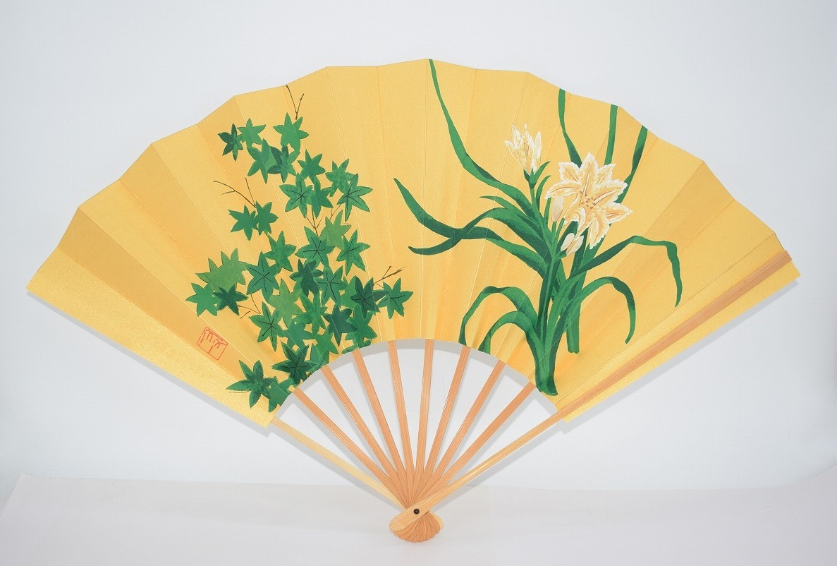 飾扇 月鉾天井板絵 「ユリ」 (5) 複製 02-8901-5拍卖
