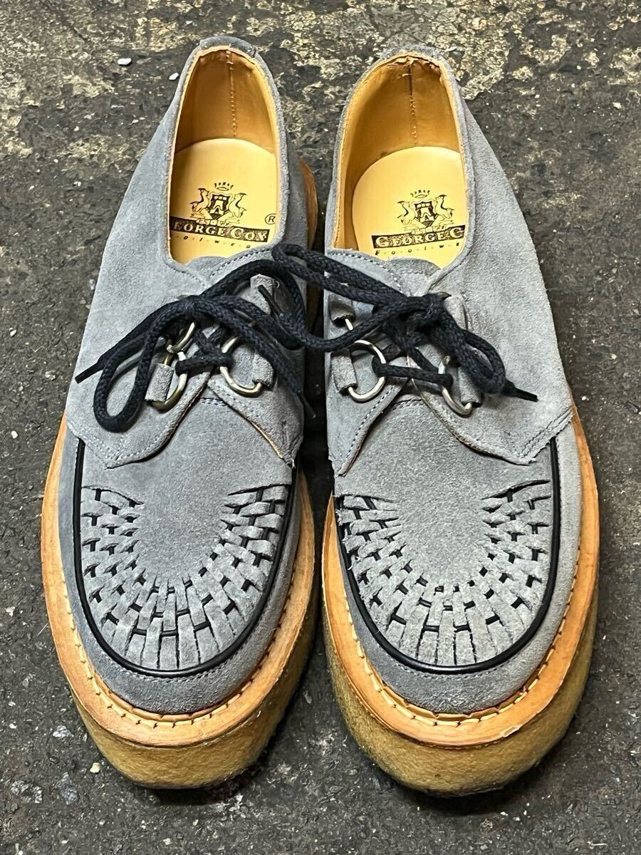 ジョージコックス ラバーソール 8 グレー 12261 スウェード パンク 50s ロカビリー シューズ GEORGE COX ドクターマーチン ROBOT 666拍卖
