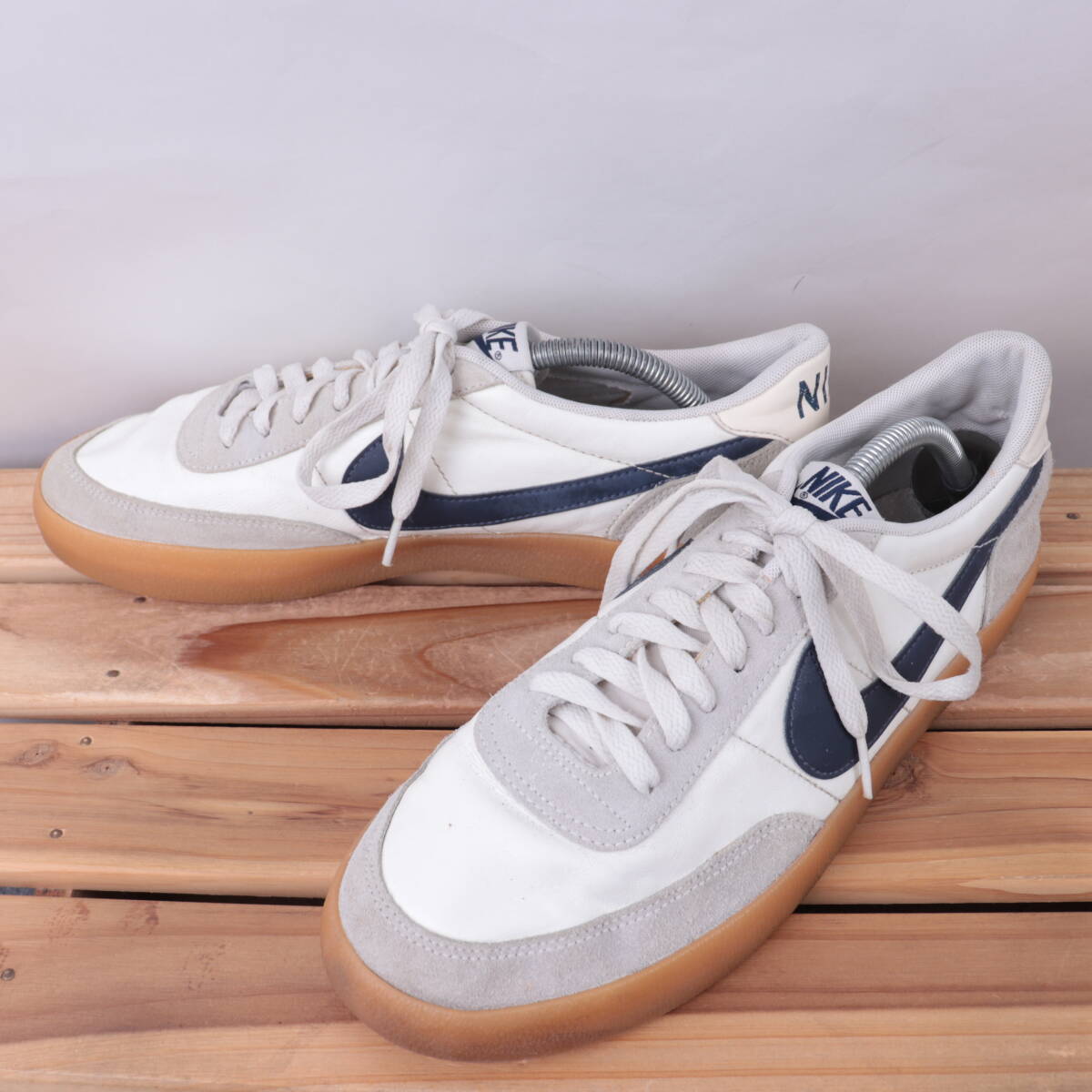 z9254 ナイキ キルショット2 レザー US10 28.0cm/白 ホワイト ライトグレー 紺 NIKE KILLSHOT 2 LEATHER メンズ スニーカー 中古拍卖
