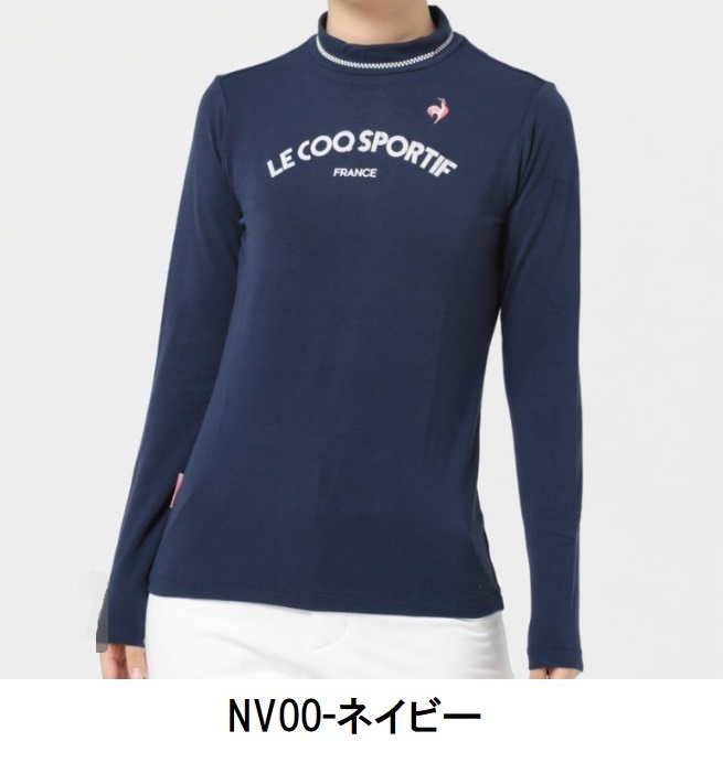 ネコポス発送 ルコック 【le coq sportif 】 レディース 長袖裏起毛 ハイネック シャツ QGWWJB07 ネイビー S 【2641】拍卖