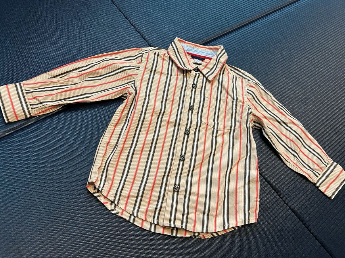 GAP☆カラフルなストライプ柄*長袖シャツ☆サイズ100cm☆美品拍卖