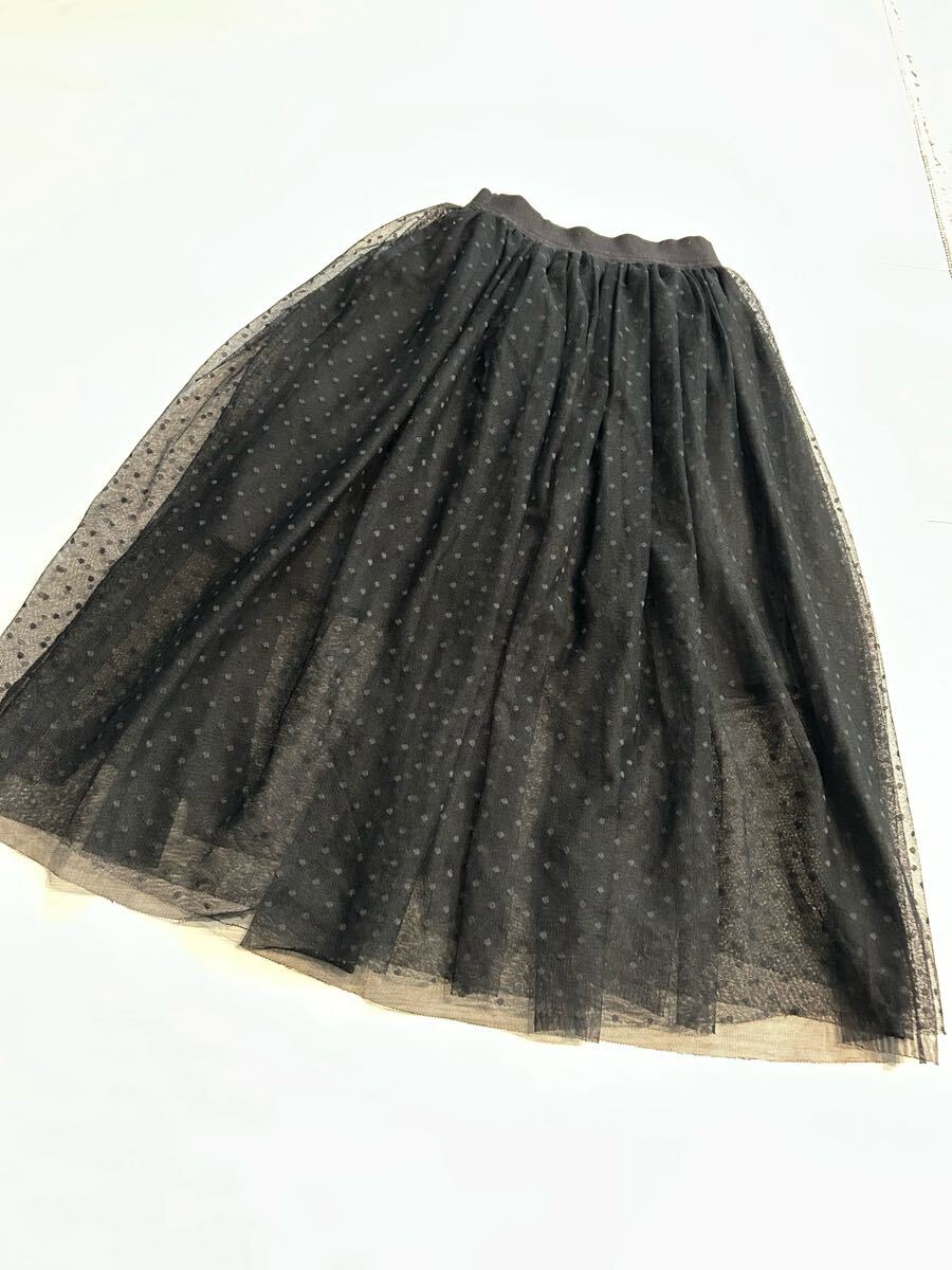 GU☆ドット柄のチュールスカートが豪華!ロングスカート☆サイズ150拍卖