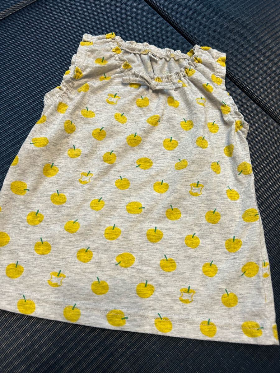 黄色のりんごプリント、フリルが可愛い!タンクトップ ☆サイズ90拍卖