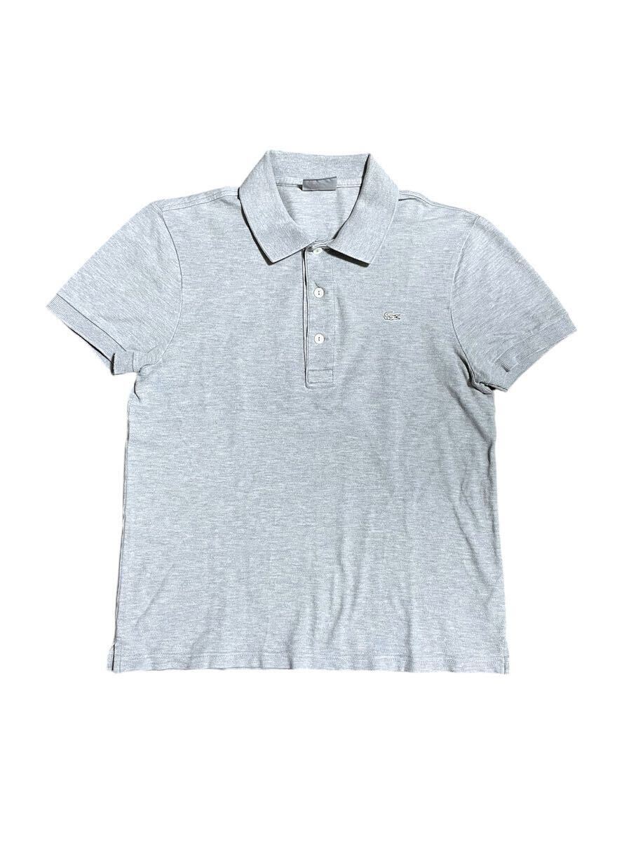 ラコステ LACOSTE 半袖 ポロシャツ トップス グレー系 ロゴ刺繍 コットン素材 サイズ2 Mサイズ ム1111拍卖