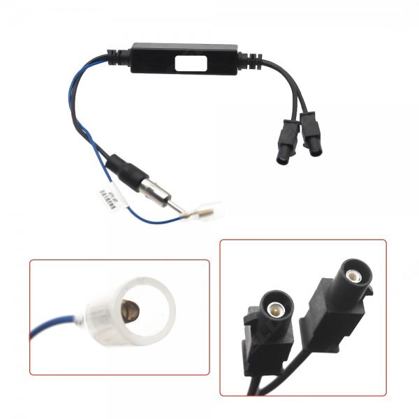 ◎ダブルFAKRA⇒JASO ブースター付 ラジオアンテナ変換コード VW AUDI BMW BENZ拍卖