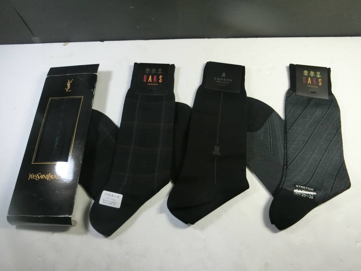 ★イブサンローラン DAKS ダックス LANVIN メンズ ソックス 靴下 4足 セット 25~26cm まとめ売り拍卖