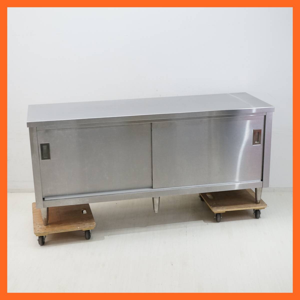 前ダ:【厨房用品】業務用 ステンレス 調理台引き戸付 幅約180×奥行約60㎝ 高さ約80㎝ 作業台 盛り付け台 キッチン作業台 作業テーブル拍卖