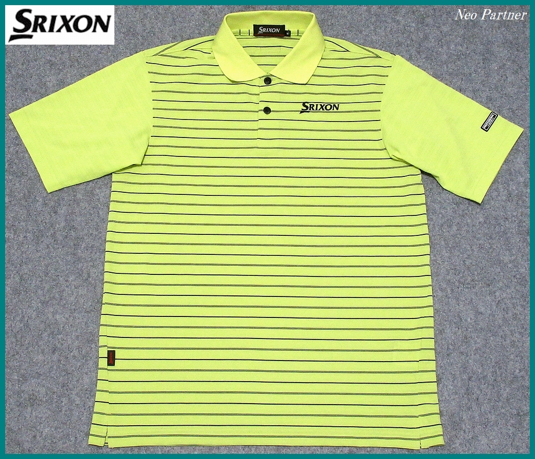 即決 極美品 SRIXON スリクソン ゴルフ プロフェッショナルエディション ボーダー 吸汗速乾 ストレッチ 半袖ポロシャツ イエロー M メンズ拍卖