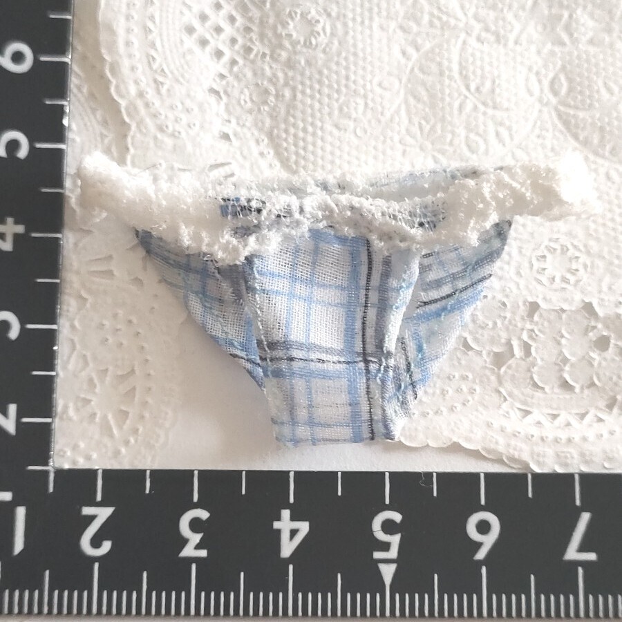 tia*゜☆ドール用 TBleague s24 s50 サイズ ショーツ 下着 水色×白 チェック拍卖