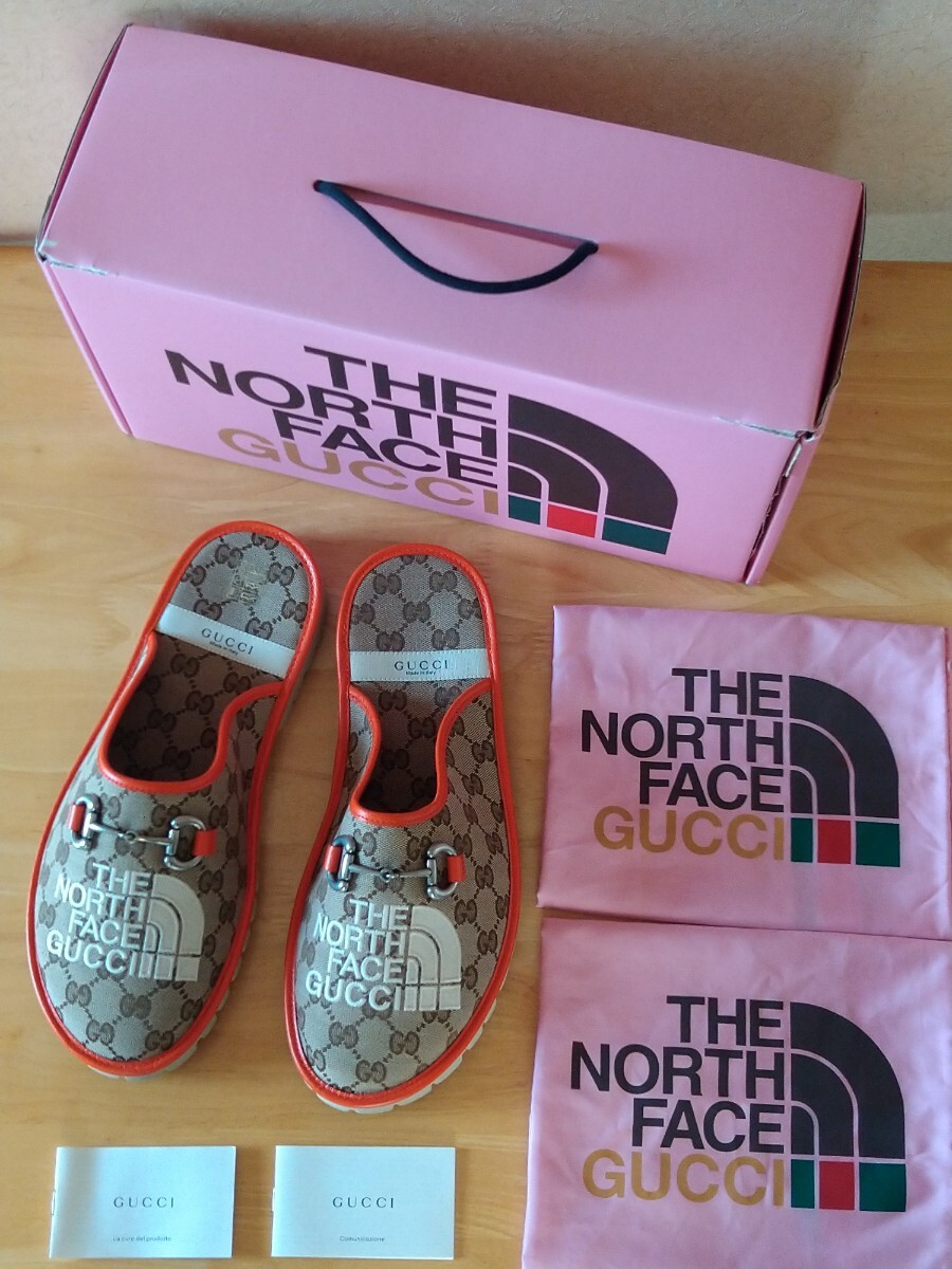 新品未使用 付属品完備 グッチ ノースフェイス GUCCI THE NORTH FACE メンズ スリッポン ホースビット サンダル GG キャンバス モノグラム 拍卖