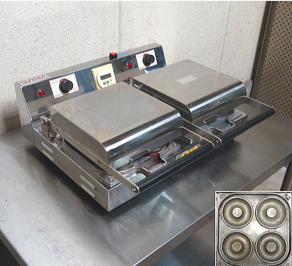 中古 税込 業務用 サンテックSUNTEC 卓上 2面2連 8個焼き 電気100V ベイクド ドーナツ べーカー メーカー CA-200 作動良好 傷汚焦有 現状品拍卖