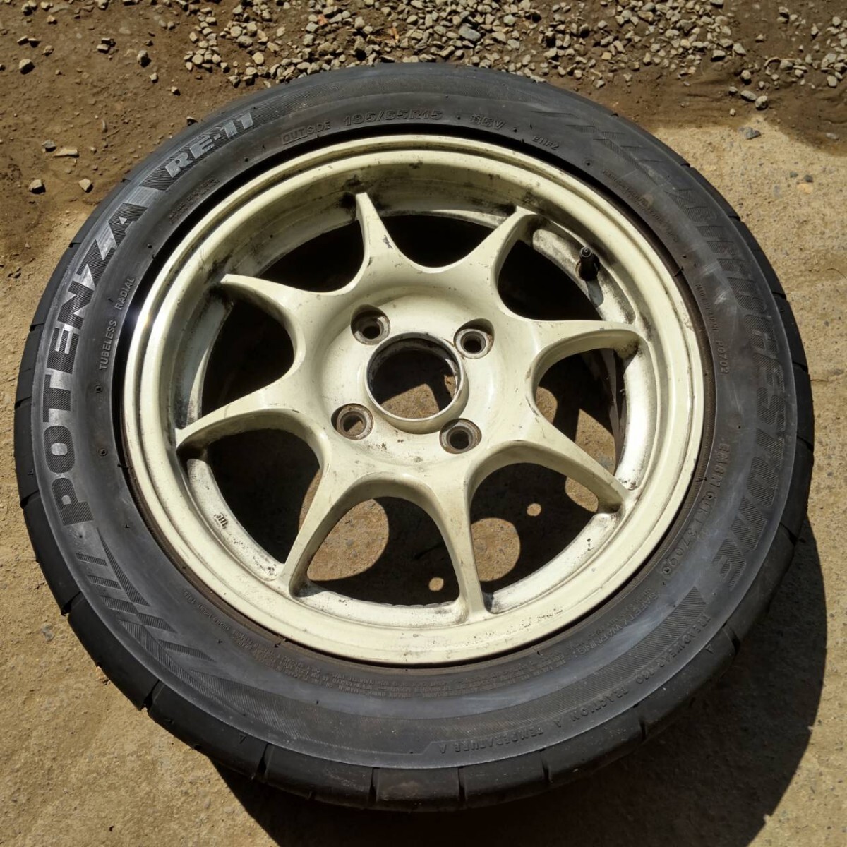 DC2 インテグラ タイプR 96スペック 15インチ 6J +50 4H PCD114.3 ホイール ブリジストン ポテンザRE11 ② 195/55R15 1本 1本のみ拍卖