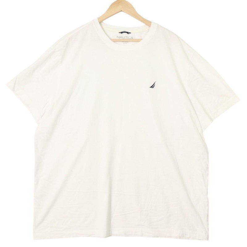 NAUTICA ノーティカ クルーネック半袖Tシャツ メンズUS-2XL ワンポイント刺繍ロゴ ホワイト hsc-0288n拍卖