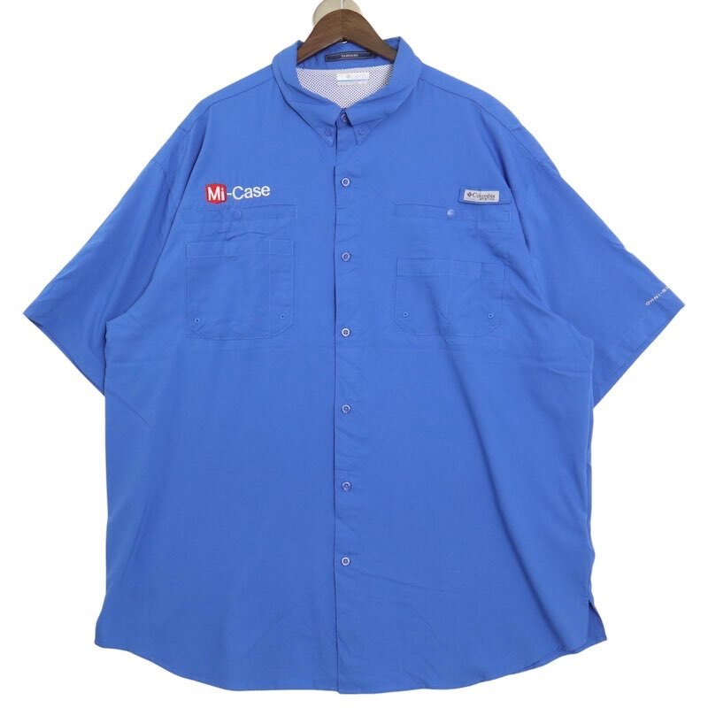 コロンビア FT7266 PFG 半袖フィッシングシャツ メンズUS-3XTサイズ 古着 無地 ブルー系 sc-0606n拍卖