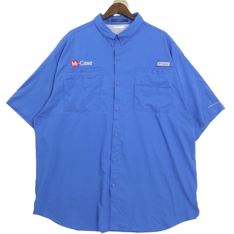 コロンビア FT7266 PFG 半袖フィッシングシャツ メンズUS-3XTサイズ 古着 無地 ブルー系 sc-0605n拍卖
