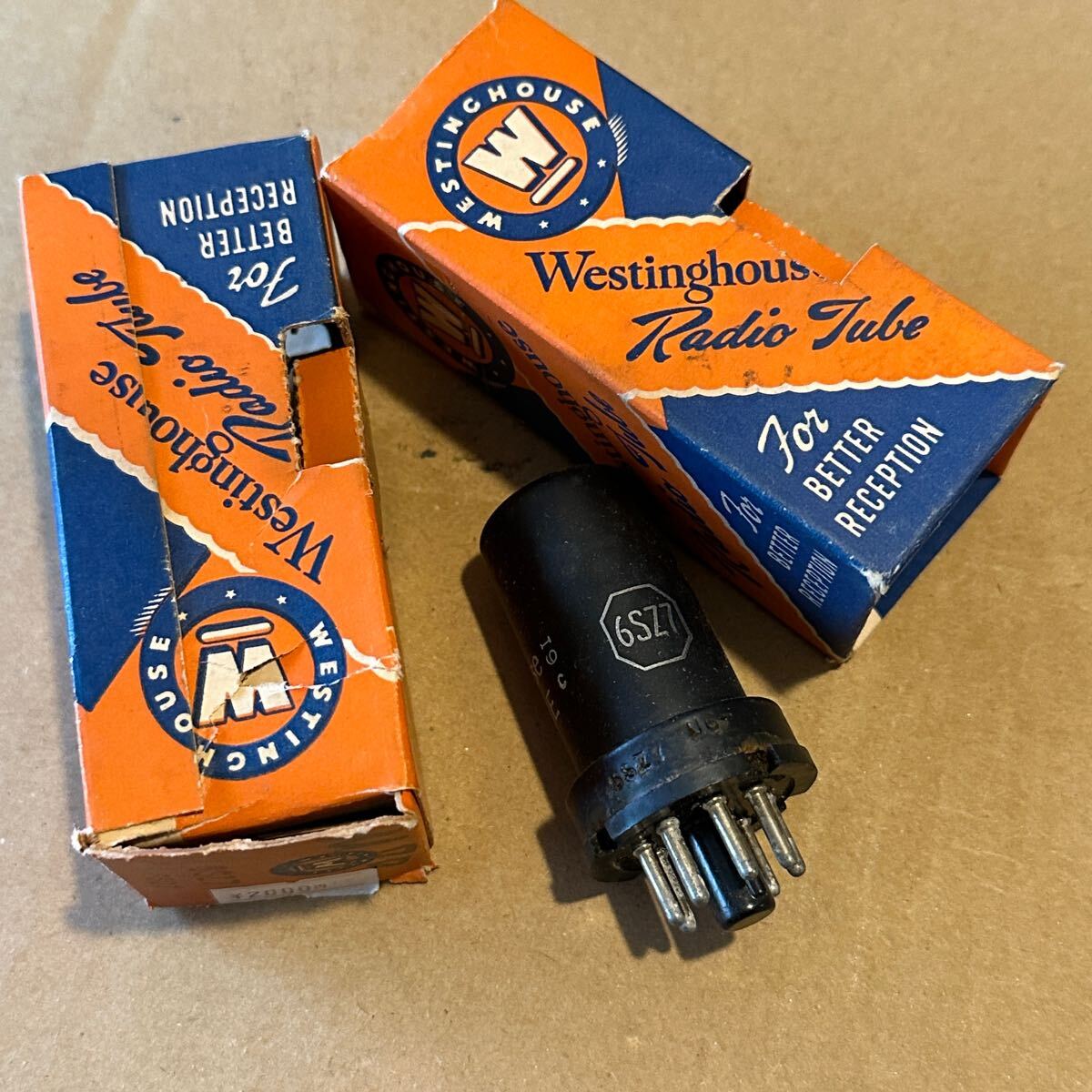 2NOS 真空管 6SZ7 μ70 // 6SQ7 6AT6 級 ペア 初段 検波 ダイオード 三極 ウェスチングハウス拍卖