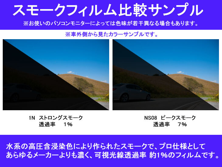 プジョー 307 5ドア ストロングスモーク 透過率1% 超濃黒ウィンドウフィルム カット済みカーフィルム拍卖