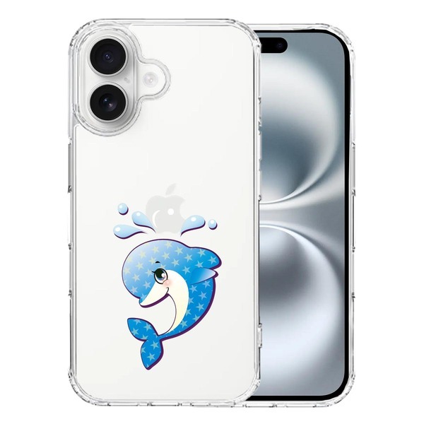iPhone16 ケース クリア イルカ ドルファン スマホケース 側面ソフト 背面ハード ハイブリッド UA21853590-7521拍卖