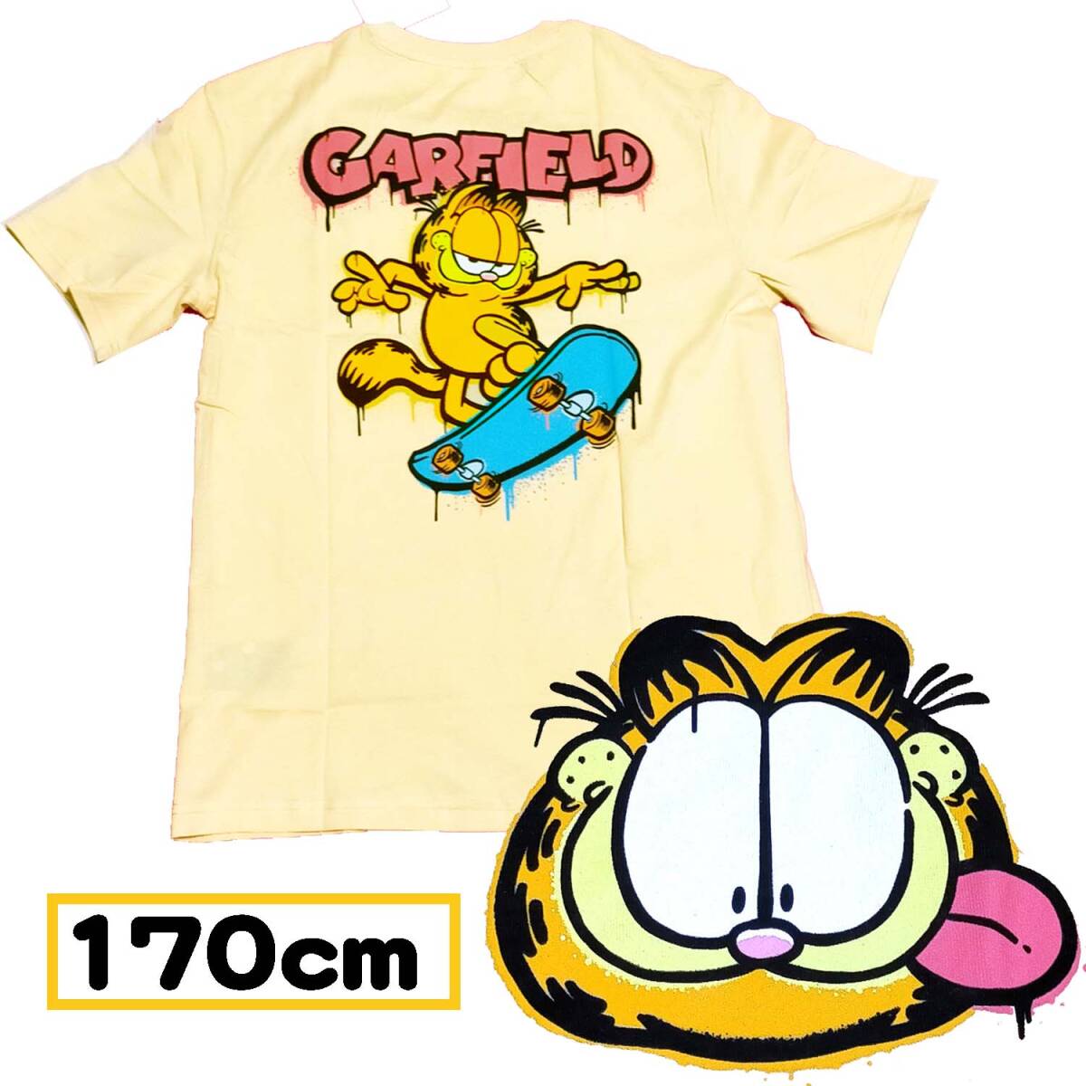 【170サイズ】ガーフィールド 半袖Tシャツ 黄色 綿100 H&M 拍卖