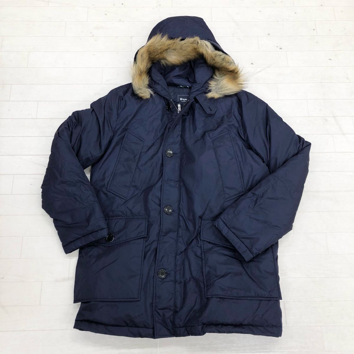 1730〓 Kent ケント ミドルコート メンズ サイズ不明 ネイビー アウター 上着 フーディ フーデッドコート ファー脱着可能拍卖