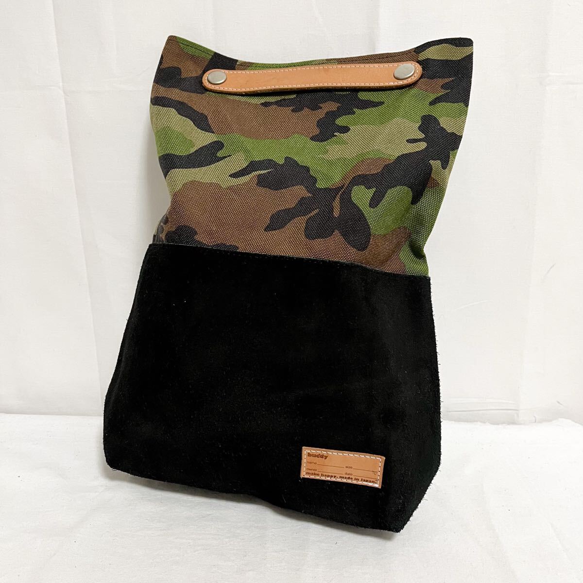 和710★ buddy バディ ハンドバッグ クラッチバッグ 明細 カモ 切替 カーキ ブラック メンズ拍卖
