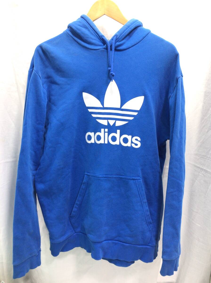 adidas アディダス プルオーバーパーカー ブルー トレフォイル メンズ F3拍卖